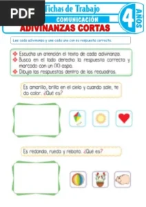 Adivinanzas cortas por Fichas de Trabajo