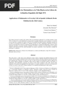Aplicaciones de las Matemáticas a la Vida Diaria en los Libros de Aritmética Españoles del Siglo XVI por María José Madrid, Alexander Maz-Machado, Carmen León-Mantero y Carmen López-Esteban