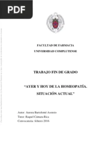 Ayer y Hoy de la Homeopatía. Situación Actual por Aurora Bartolomé Asensio