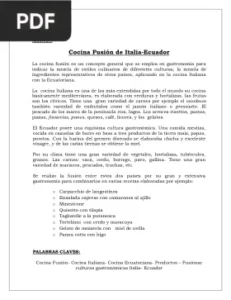 Cocina Fusión de Italia-Ecuador por Gabriela Arteaga G. y Paul Vicuña S.
