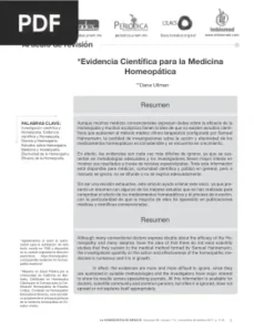 Evidencia Científica para la Medicina Homeopática por Dana Ullman