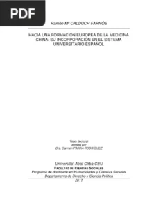 Hacia una Formación Europea de la Medicina China: Su Incorporación en el Sistema Universitario Español por Ramón Calduch