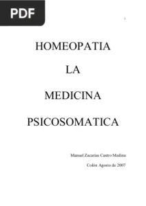 Homeopatia la Medicina Psicosomatica por Manuel Zacarías Castro Medina