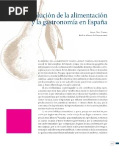 La evolución de la alimentación y la gastronomía en España por Ismael Díaz Yuber
