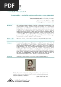 La matemática y su relación con las ciencias como recurso pedagógico por Milagros Elena Rodríguez