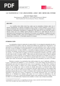 Las Matemáticas y sus aplicaciones, ayer y hoy. Retos del Futuro por Juan Luis Vázquez Suárez