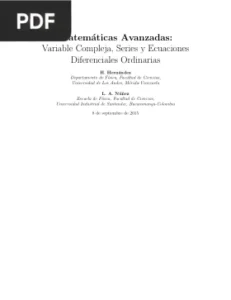Matemáticas Avanzadas: Variable Compleja, Series y Ecuaciones Diferenciales Ordinarias por H. Hernández y L. A. Núñez