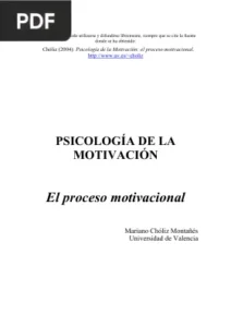 Psicología de la Motivación: El proceso motivacional por Mariano Chóliz Montañés