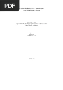 Psicología del trabajo y las organizaciones por Luis Díaz Vilela