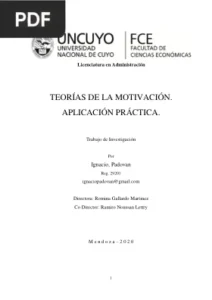 Teorías de la Motivación. Aplicación práctica por Ignacio, Padovan